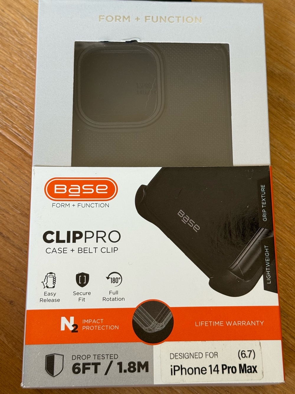 New BASE ClipPro Case + Belt Clip for iPhone 14 Pro Max or 6.7 iPhone  — Black